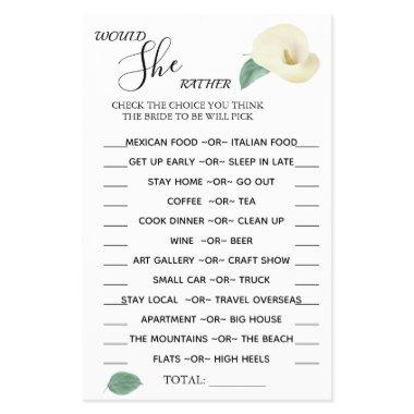 Calla Lily Would She Rather shower game  Flyer