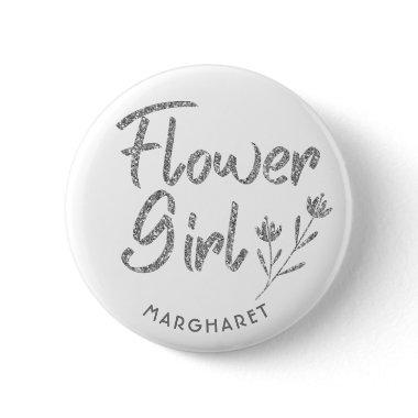 Calligraphic Silver Flower Girl pin
