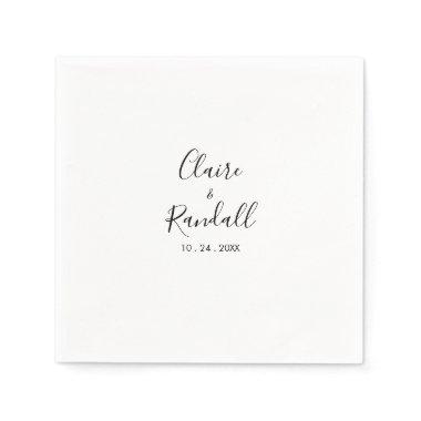 Calligraphy Black and White Wedding Napkins