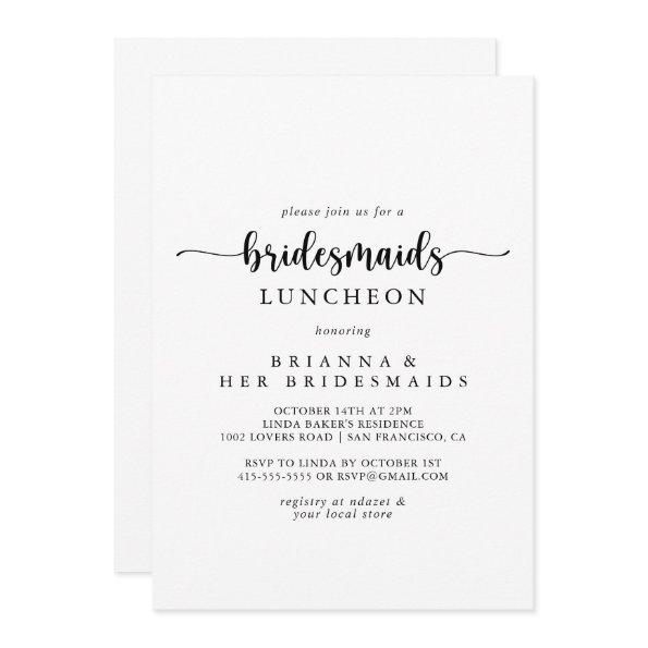 Calligraphy Bridesmaids Luncheon Shower Invitatio