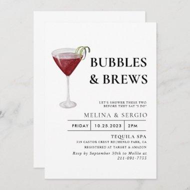 Calligraphy Bubbles & Brews Bridal shower  Invitations