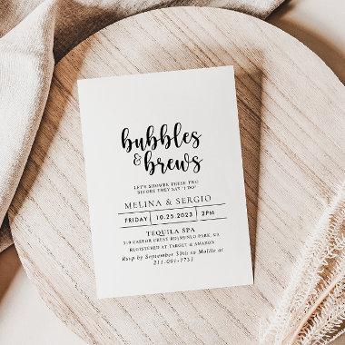 Calligraphy Classic Bubbles & Brews Bridal shower Invitations