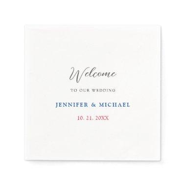 Calligraphy Elegant Black & White Welcome Wedding Napkins
