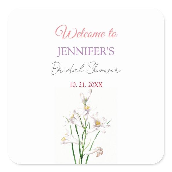 Calligraphy Elegant Floral Welcome  Square Sticker