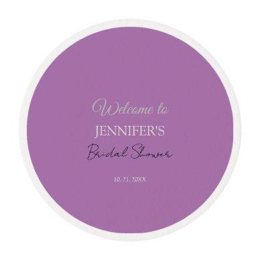 Calligraphy Elegant Lavender Welcome Bridal Shower Edible Frosting Rounds
