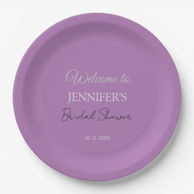 Calligraphy Elegant Lavender Welcome  Paper Plates
