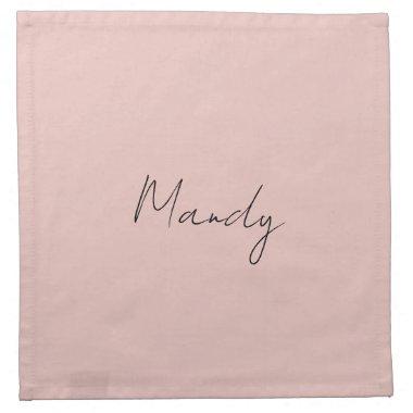 Calligraphy Elegant Rose Gold Plain Simple Name Cloth Napkin