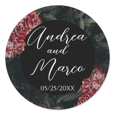 Calligraphy Floral Gothic Wedding Classic Round Sticker