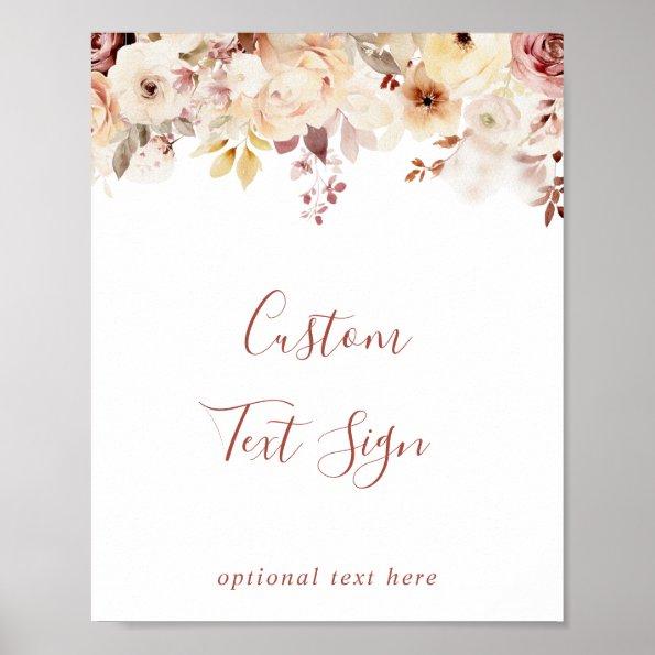 Calligraphy Graceful Floral Custom Text Sign