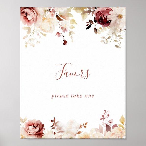 Calligraphy Graceful Floral Favors Sign