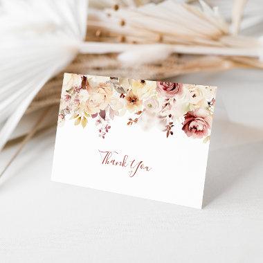 Calligraphy Graceful Floral Folded Wedding Thank You Invitations