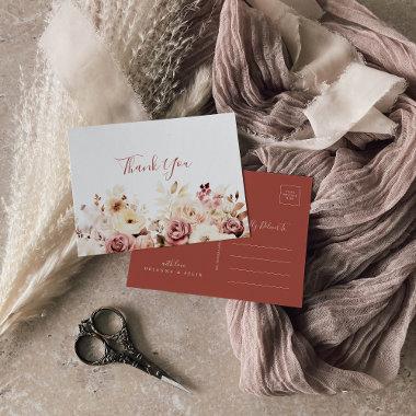 Calligraphy Graceful Floral Thank You Post