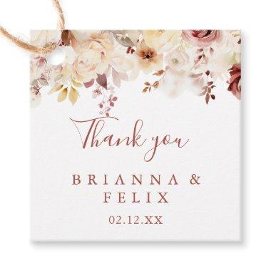 Calligraphy Graceful Floral Wedding Favor Tags