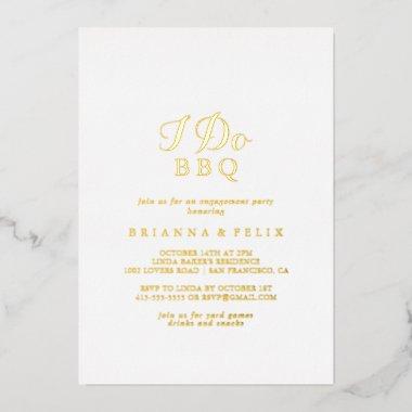 Calligraphy I Do BBQ Engagement Party Gold  Foil