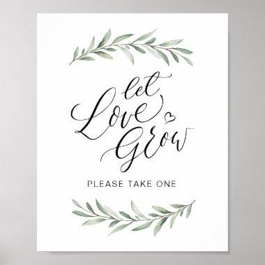 Calligraphy "Let Love Grow" Rustic Greenery Poster