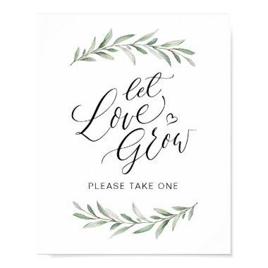 Calligraphy "Let Love Grow" Rustic Greenery Poster