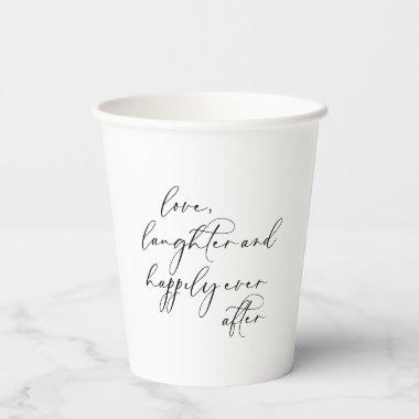 Calligraphy Love Laughter Happily Ever After Paper Cups