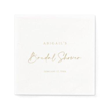 Calligraphy Modern Elegant Gold Bridal Shower  Napkins