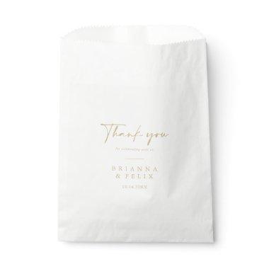 Calligraphy Modern Elegant Gold Thank You Wedding Favor Bag