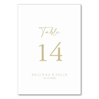 Calligraphy Modern Elegant Gold Wedding  Table Number