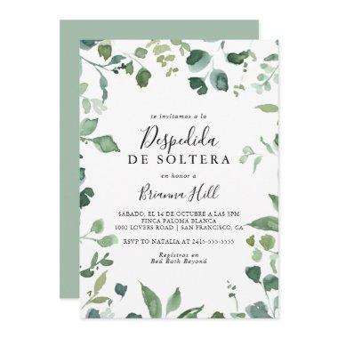 Calligraphy Script Foliage Spanish Bridal Shower Invitations