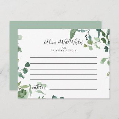 Calligraphy Script Foliage Wedding Advice Card