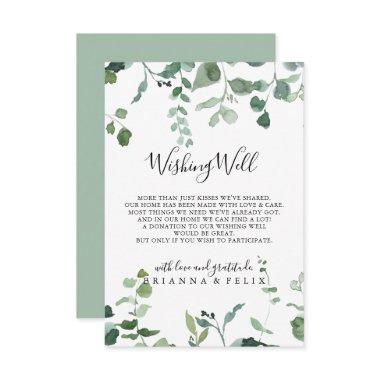 Calligraphy Script Foliage Wedding Wishing Well Enclosure Invitations