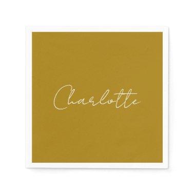 Calligraphy Script Gold Color Custom Name Edit Napkins
