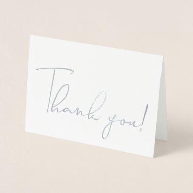 Calligraphy Script Thank You Note Silver Foil