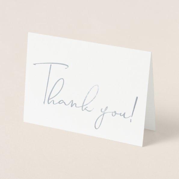 Calligraphy Script Thank You Note Silver Foil