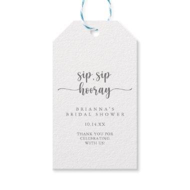 Calligraphy Sip Sip Silver Hooray Bridal Shower Gift Tags