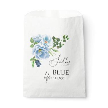 Calligraphy Something Blue Floral Bridal Shower Favor Bag