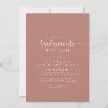 Calligraphy Terracotta Bridesmaids Brunch Shower  Invitations