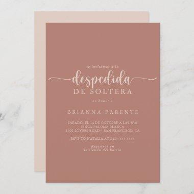 Calligraphy Terracotta Spanish Bridal Shower Invitations