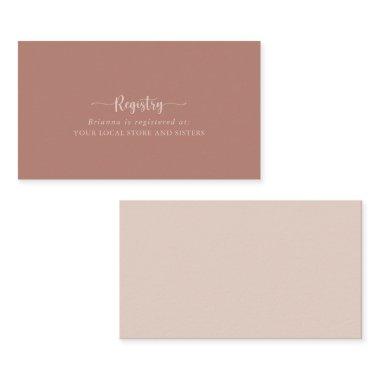 Calligraphy Terracotta Wedding Gift Registry Enclosure