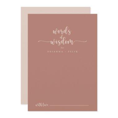 Calligraphy Terracotta Wedding Words of Wisdom  Advice Card