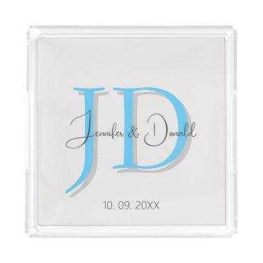 Calligraphy trendy classical script monogram acrylic tray