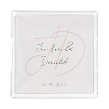 Calligraphy trendy classical script monogram acrylic tray