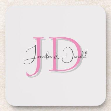 Calligraphy trendy classical script monogram beverage coaster