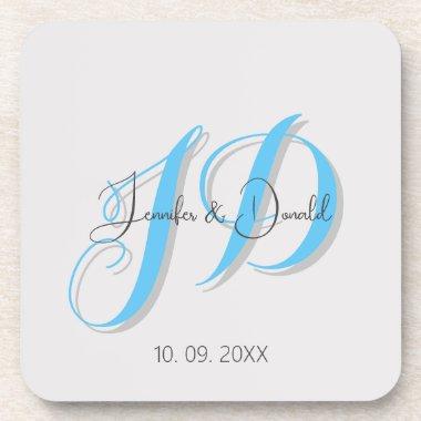 Calligraphy trendy classical script monogram beverage coaster
