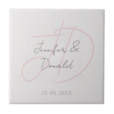Calligraphy trendy classical script monogram ceramic tile