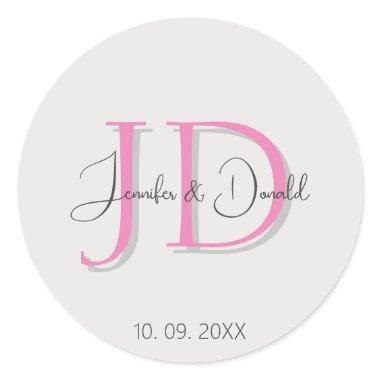Calligraphy trendy classical script monogram classic round sticker