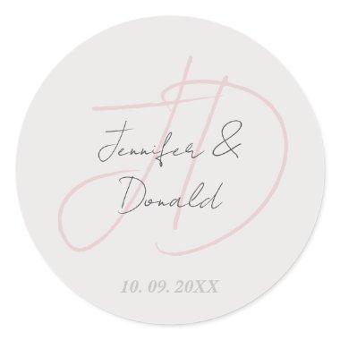 Calligraphy trendy classical script monogram classic round sticker