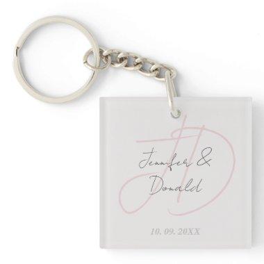 Calligraphy trendy classical script monogram keychain