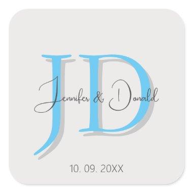 Calligraphy trendy classical script monogram square sticker