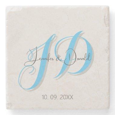Calligraphy trendy classical script monogram stone coaster