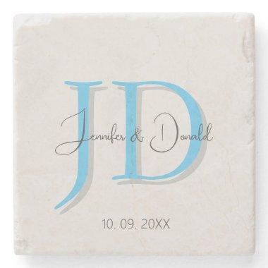 Calligraphy trendy classical script monogram stone coaster