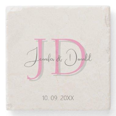 Calligraphy trendy classical script monogram stone coaster