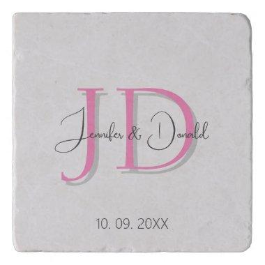 Calligraphy trendy classical script monogram trivet