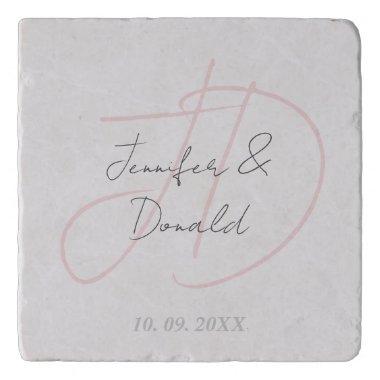 Calligraphy trendy classical script monogram trivet